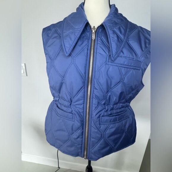Ganni Reversible Quilted Vest Blue/Brown – Brand New - Picture 16 of 17